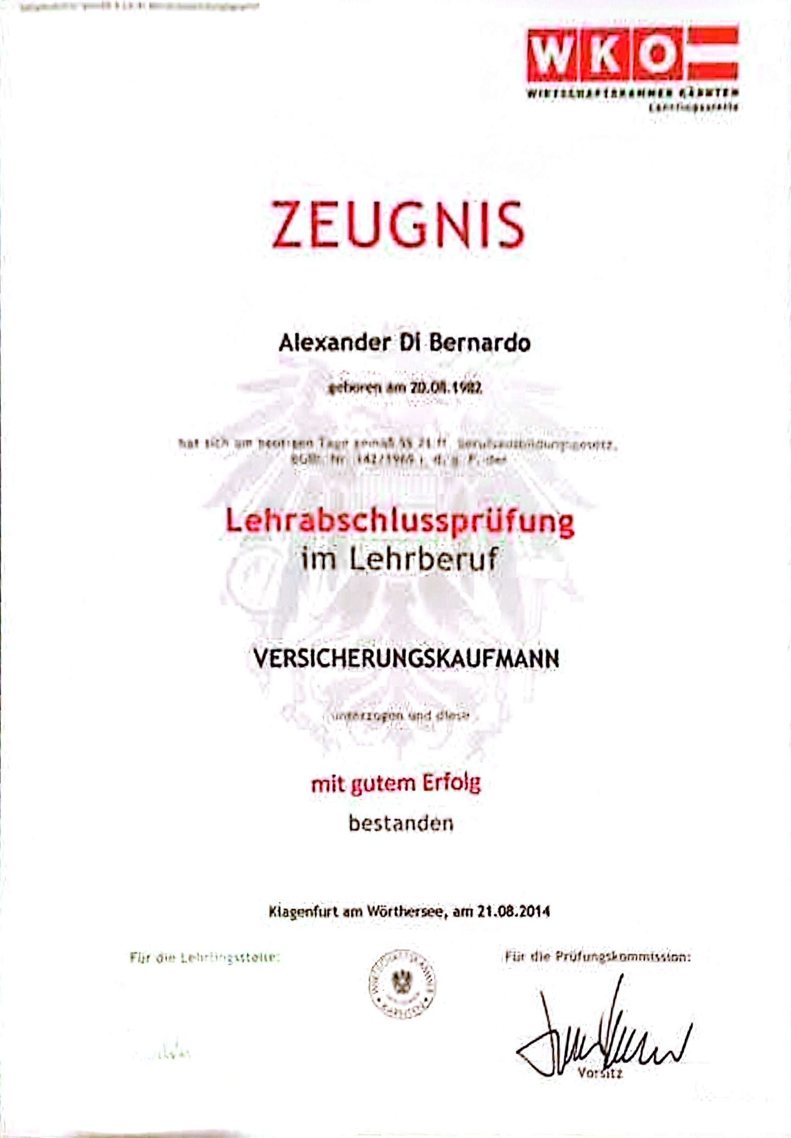 LAP Versicherungskaufmann, WKO Kärnten, 21.08.2014